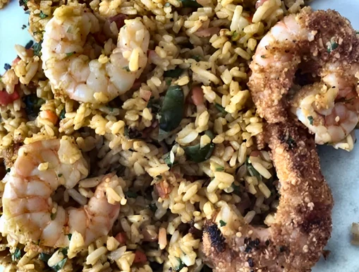 Breaded shrimp & rice