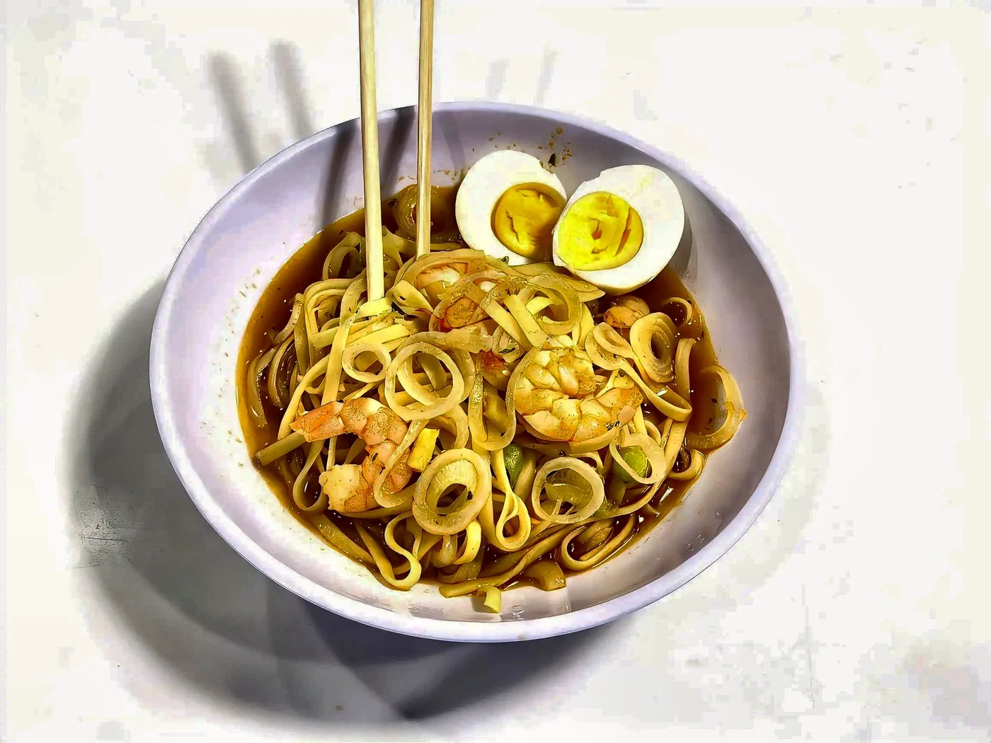 Asian-Style Noodle Soup with Shrimp